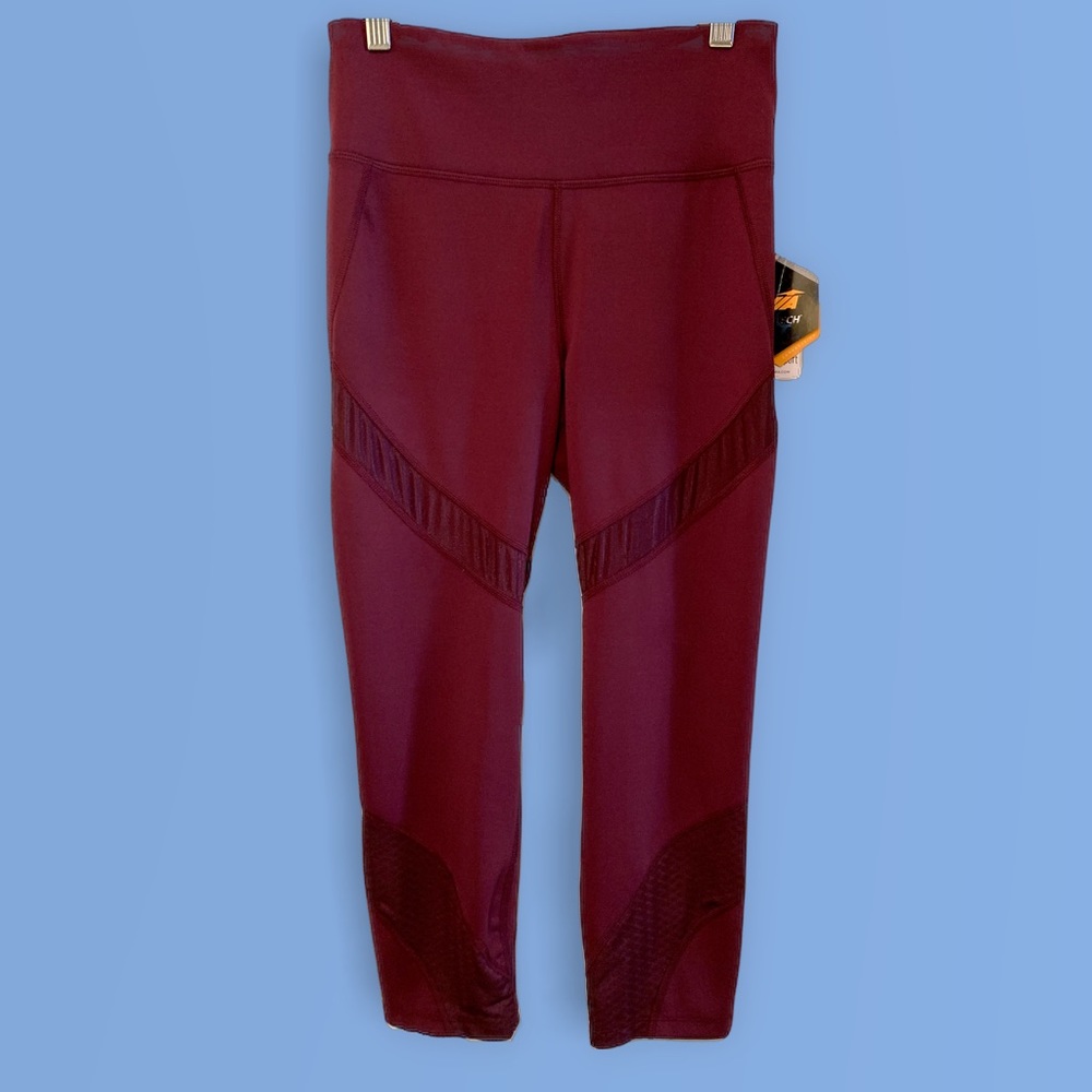 NEW WITH TAGS Avia Burgundy High Rise Mesh Panel Active Leggings